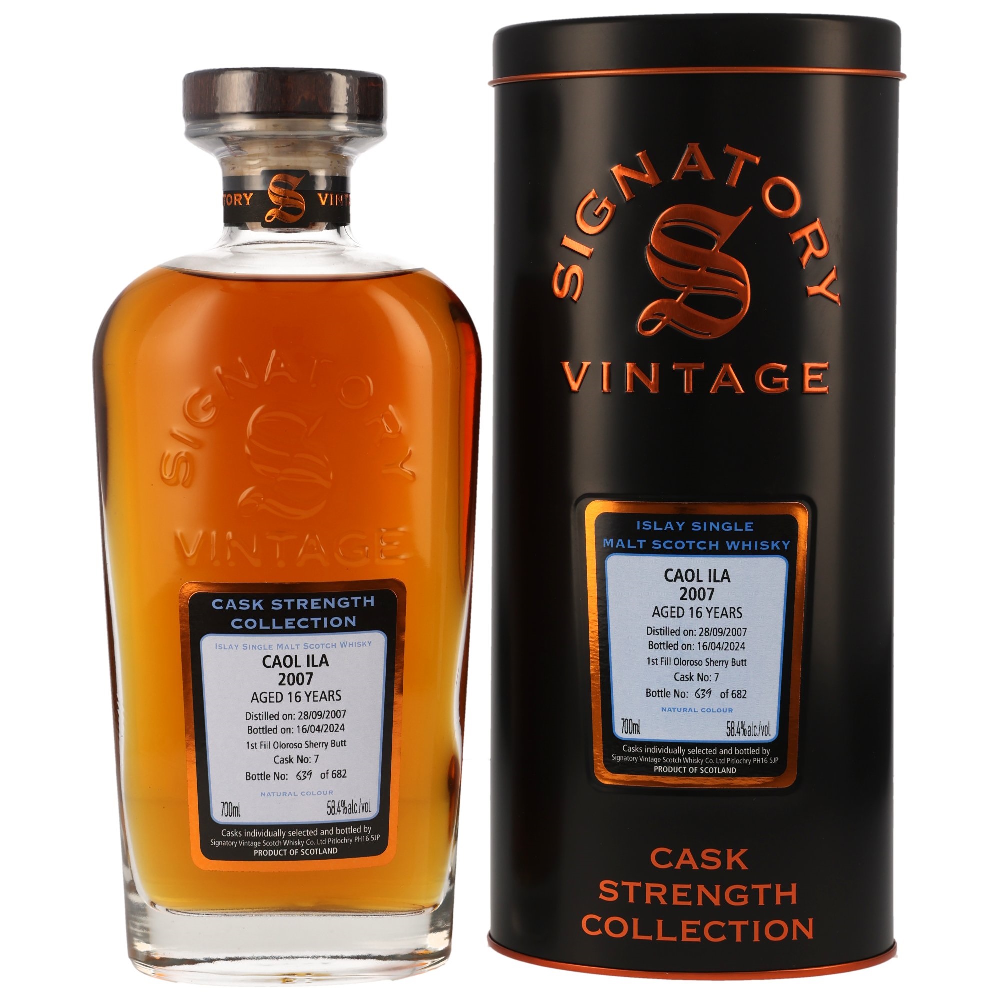 Caol Ila 16 Jahre 2007/2024 1st Fill Oloroso Sherry Butt Signatory Vintage 58.4% 0,7l 