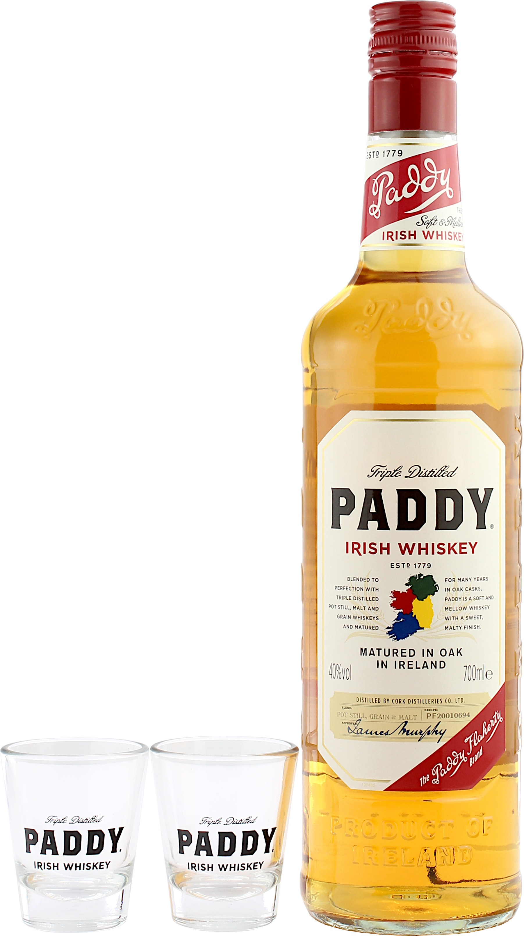 Paddy Irish Whiskey Geschenkset mit 2 Gläser 40.0% 0,7l