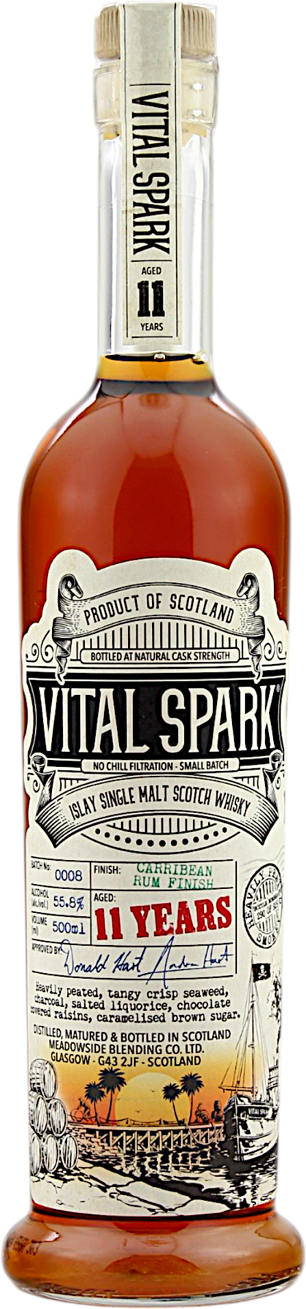 Vital Spark 11 Jahre Batch No.8 Heavily Peated Caribean Rum Finish 55.8% 0,5l