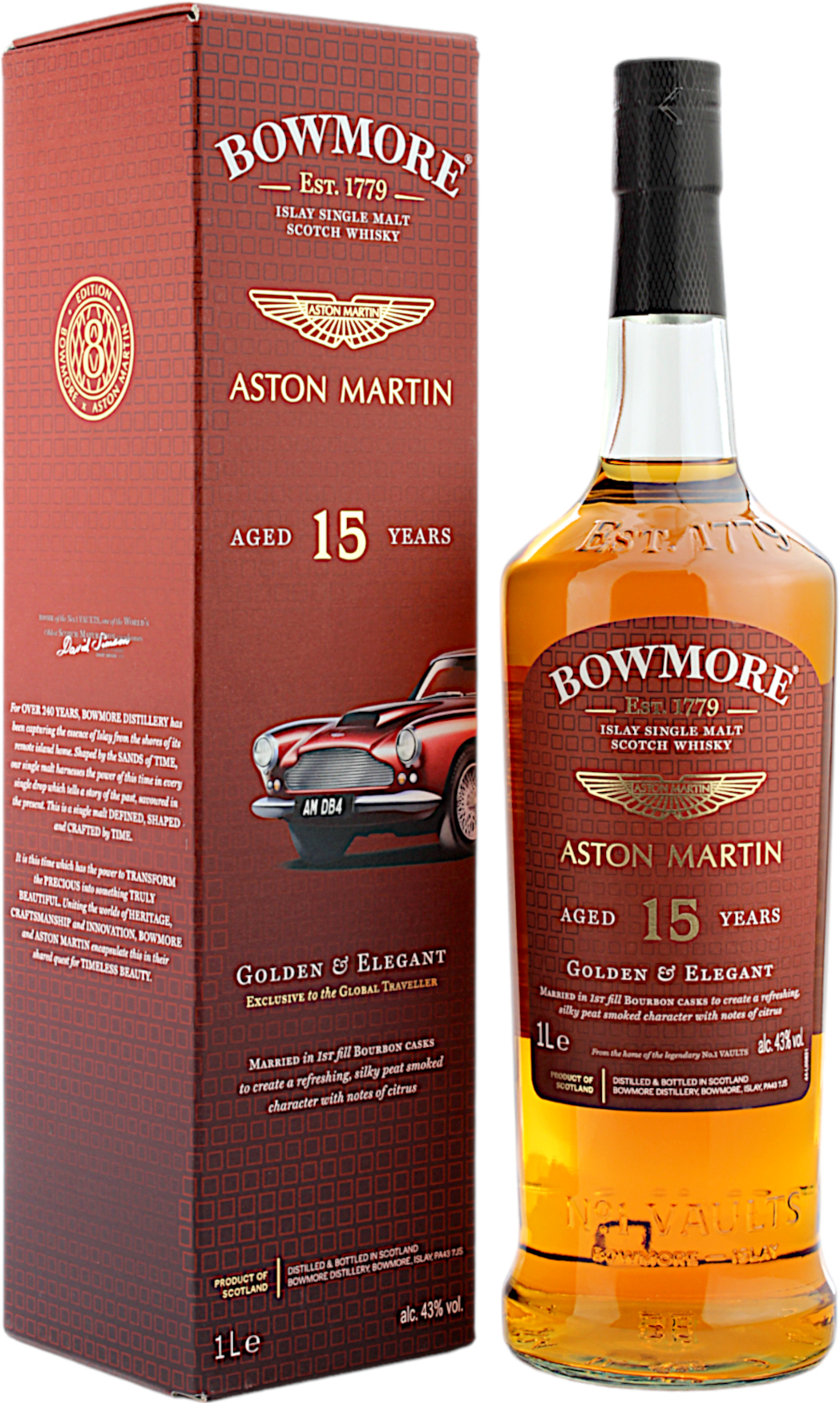 Bowmore 15 Jahre Golden & Elegant Aston Martin Edition 43.0% 1 Liter