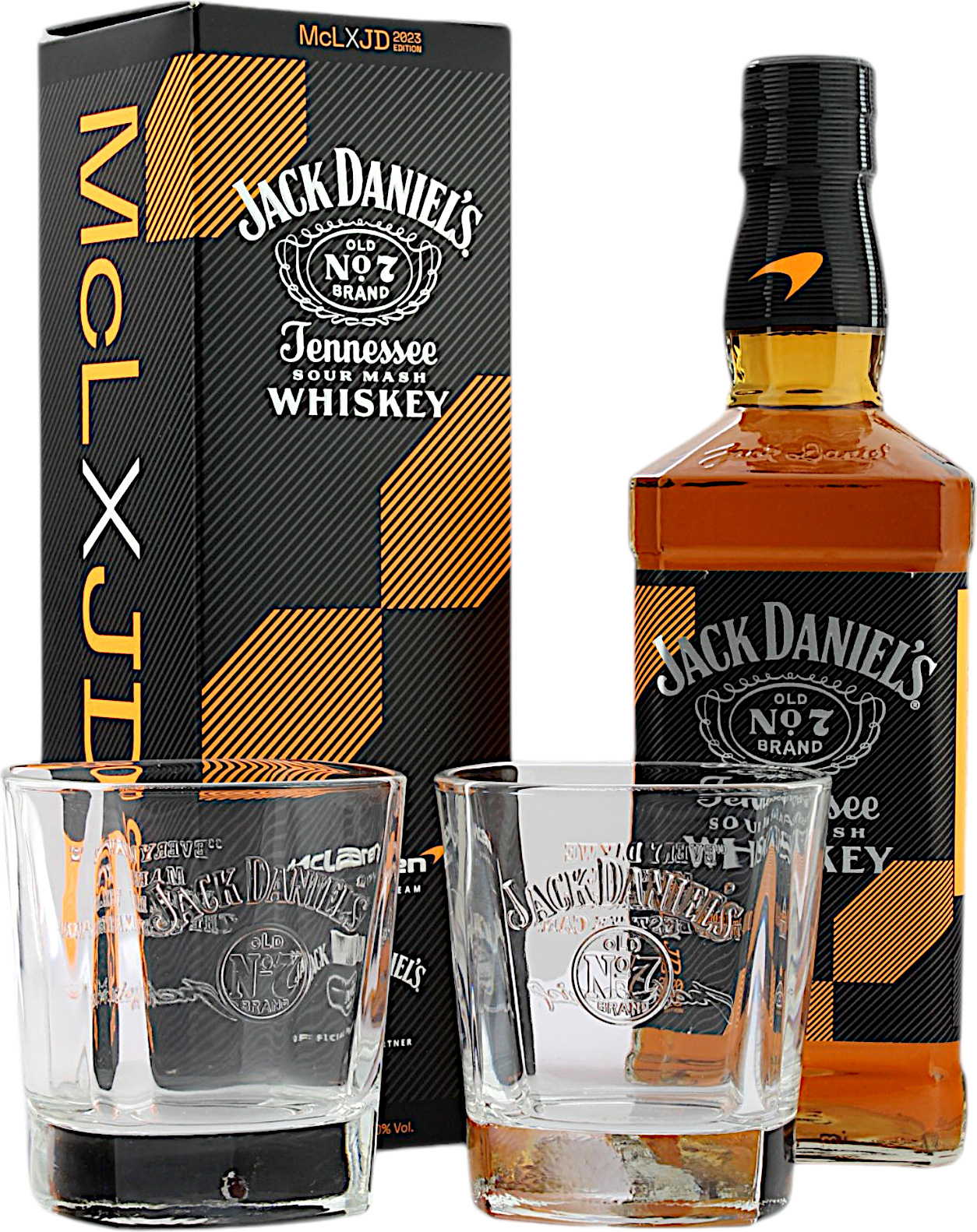 Jack Daniel's Old No. 7 McLaren Edition 2023 Geschenkset mit 2 Tumbler 40.0% 0,7l